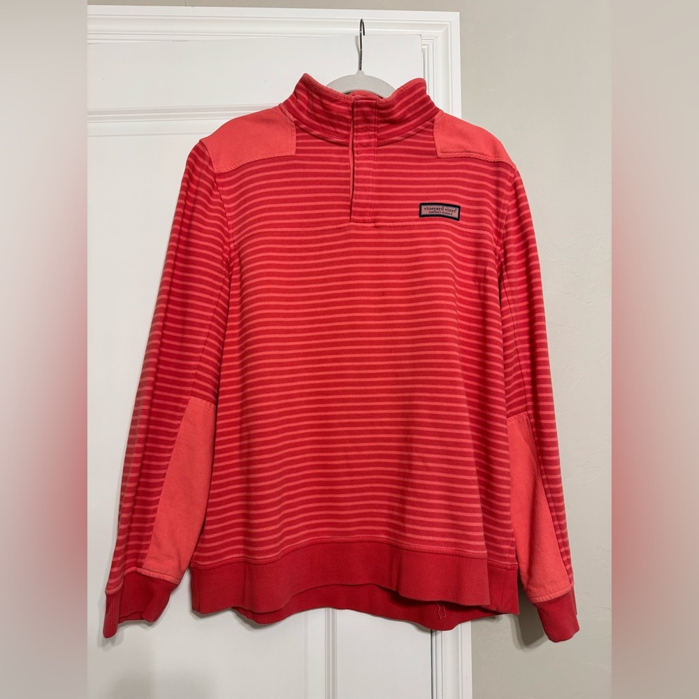 Vineyard Vines Coral Striped Sweater